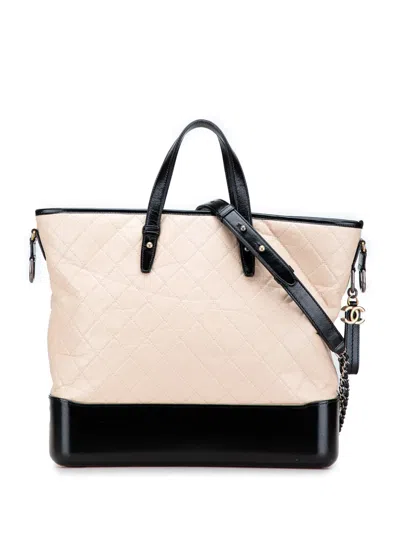 Pre-owned Chanel 2017-2018 Large Aged Calfskin Gabrielle Shopping Tote Satchel In Brown