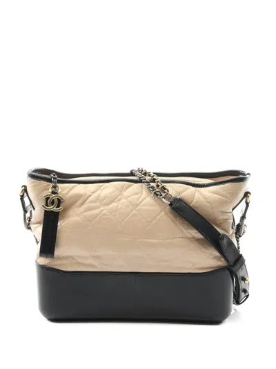 Pre-owned Chanel 2017-2018 Large Gabriel De  Quilted Shoulder Bag In Neutral