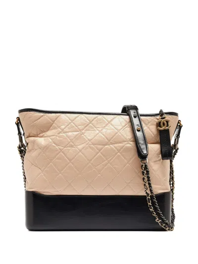 Pre-owned Chanel 2017-2018 Large Gabrielle Shoulder Bag In Neutrals
