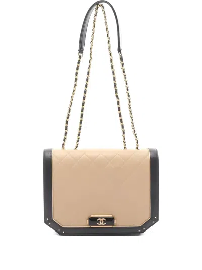 Pre-owned Chanel 2017-2018 Matelassé Chain-strap Leather Shoulder Bag In Neutral