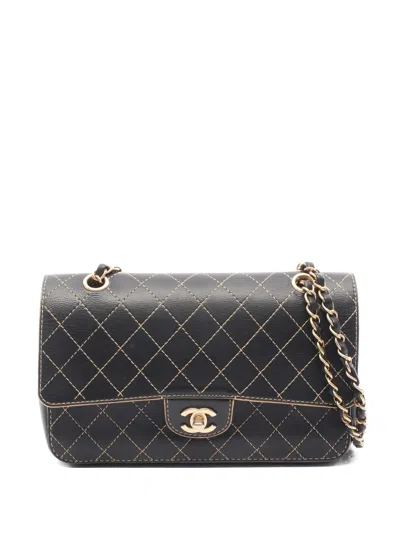 Pre-owned Chanel 2017-2018 Matelassé Flap Chain Shoulder Bag In Black
