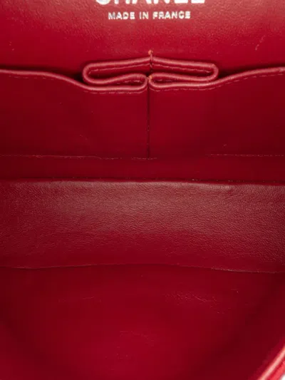 Pre-owned Chanel 2017-2018 Medium Classic Jersey Double Flap Shoulder Bag In Red