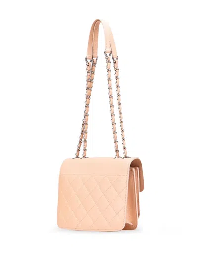 Pre-owned Chanel 2017-2018 Mini Quilted Caviar Cc Box Flap Shoulder Bag In Pink