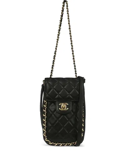 Pre-owned Chanel 2017-2018 Quilted Phone Case In Black
