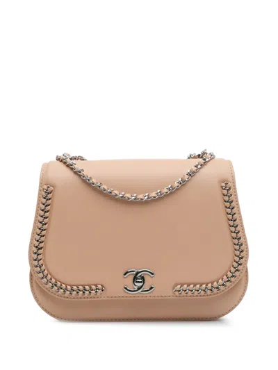 Pre-owned Chanel 2017-2018 Small Calfskin Braided Chic Flap Shoulder Bag In Brown