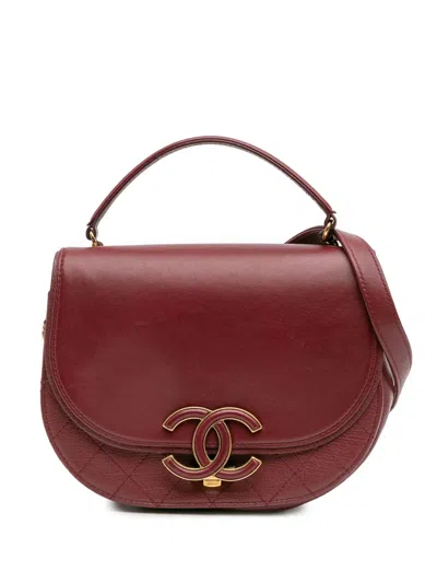 Pre-owned Chanel 2017-2018 Small Calfskin Coco Curve Flap Satchel In Red