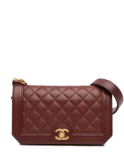 Pre-owned Chanel 2017-2018 Small Cc Quilted Calfskin Single Flap Shoulder Bag In Red