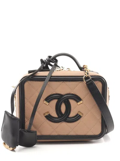 Pre-owned Chanel 2017-2018 Small Vanity Tote Bag In Neutrals