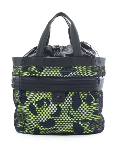 Pre-owned Chanel 2017-2018 Sports Line Camellia Print Tote Bag In Blue