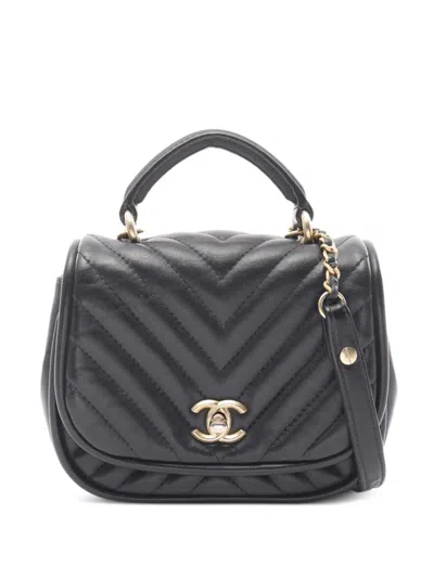 Pre-owned Chanel 2017-2018 V-stitch Quilted Mini Bag In Black