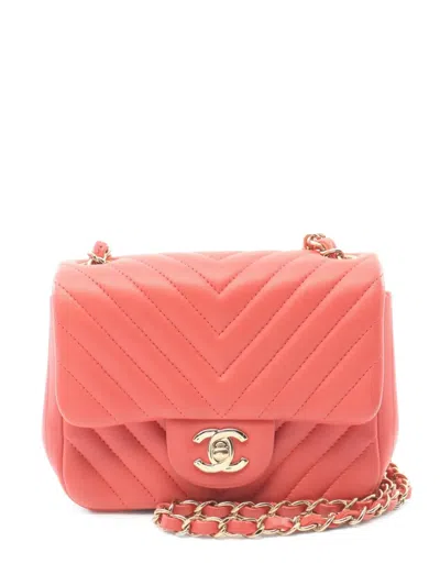 Pre-owned Chanel 2017-2018 V-stitch Shoulder Bag In Pink