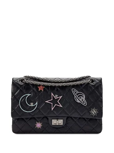 Pre-owned Chanel 2017 2.55 Reissue Space Shoulder Bag In Black