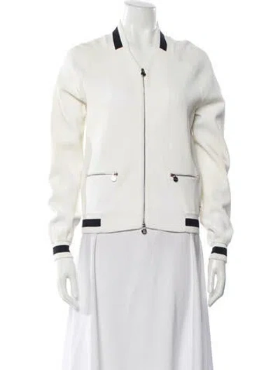 Pre-owned Chanel 2017 Bomber Jacket In White