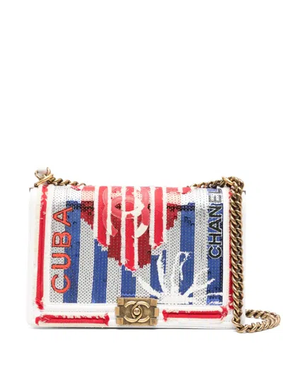 Pre-owned Chanel 2017 Boy Cuba Shoulder Bag In White