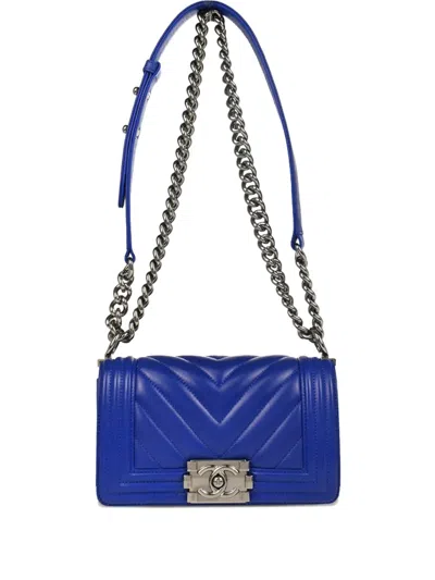 Pre-owned Chanel 2017 ボーイ ショルダーバッグ In Blue