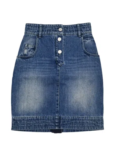 Pre-owned Chanel 2017 Button-up Denim Skirt In Blue