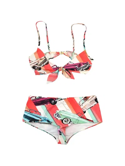Pre-owned Chanel 2017 Cuba Car-print Bikini In Red