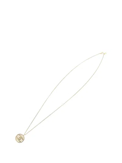 Pre-owned Chanel 2017 Gold Plated Cc Mesh Round Pendant Necklace Costume Necklace