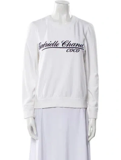 Pre-owned Chanel 2017 Graphic Print Sweatshirt In White