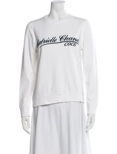 Pre-owned Chanel 2017 Graphic Print Sweatshirt In White
