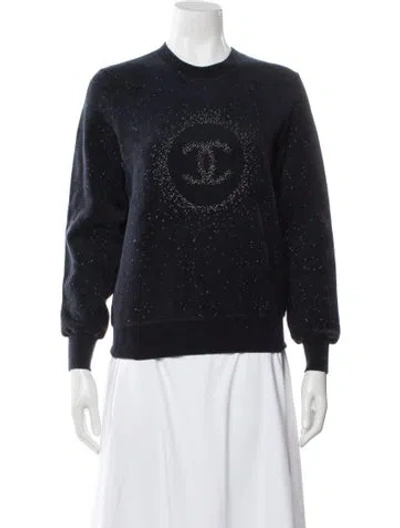 Pre-owned Chanel 2017 Graphic Print Top In Blue