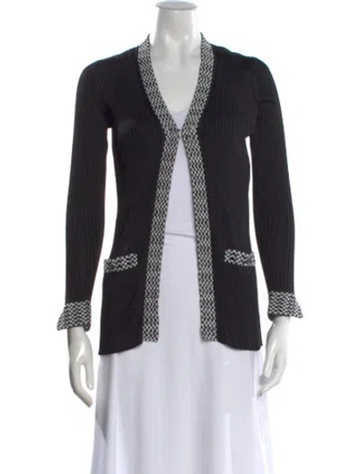 Pre-owned Chanel 2017 Houndstooth Print Sweater In Black