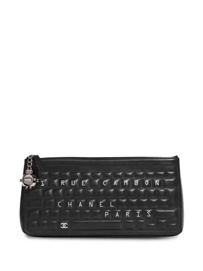 Pre-owned Chanel 2017 Iconic Novelty Keyboard Clutch Bag In Black