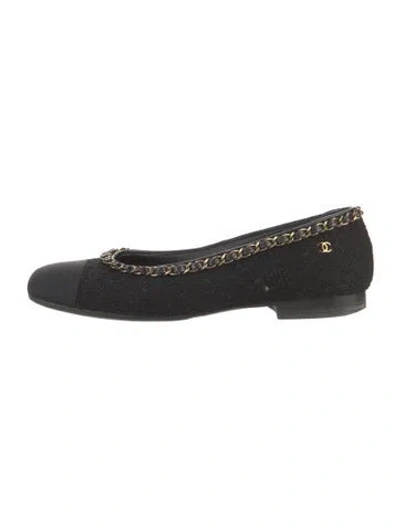 Pre-owned Chanel 2017 Interlocking Cc Logo Ballet Flats In Black