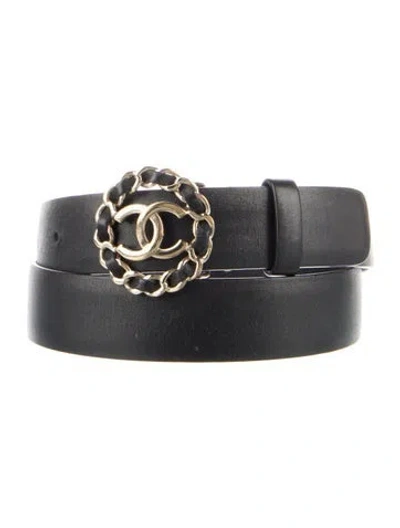 Pre-owned Chanel 2017 Interlocking Cc Logo Belt In Black