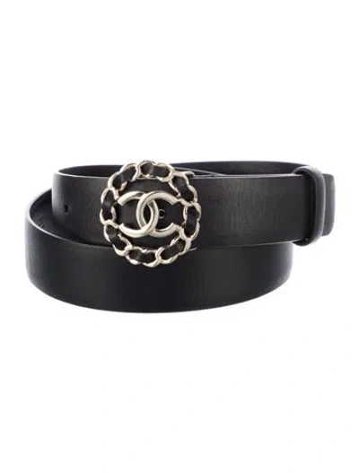 Pre-owned Chanel 2017 Interlocking Cc Logo Belt In Black