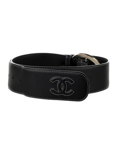 Pre-owned Chanel 2017 Interlocking Cc Logo Belt In Black
