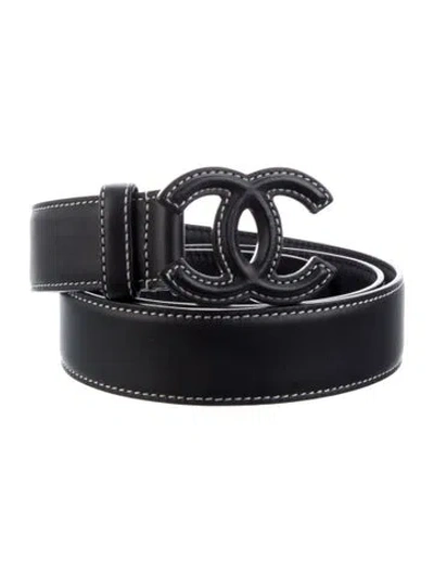 Pre-owned Chanel 2017 Interlocking Cc Logo Belt In Black