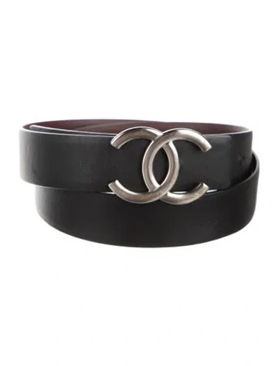 Pre-owned Chanel 2017 Interlocking Cc Logo Belt In Black