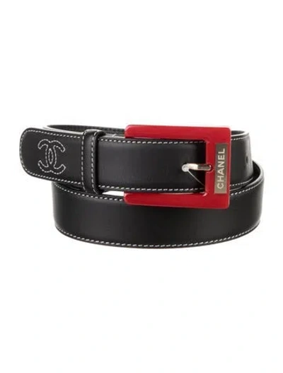 Pre-owned Chanel 2017 Interlocking Cc Logo Belt In Black