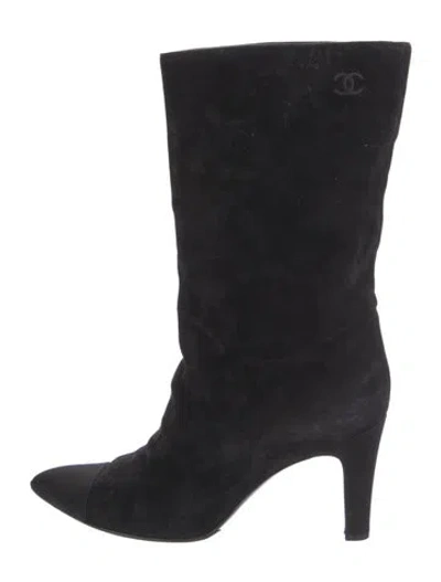 Pre-owned Chanel 2017 Interlocking Cc Logo Boots In Black