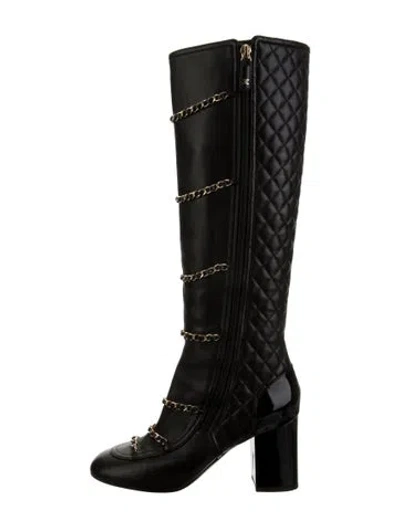 Pre-owned Chanel 2017 Interlocking Cc Logo Boots In Black