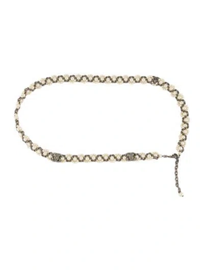 Pre-owned Chanel 2017 Interlocking Cc Logo Chain-link Belt In White