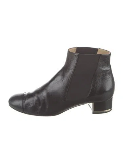 Pre-owned Chanel 2017 Interlocking Cc Logo Chelsea Boots In Black