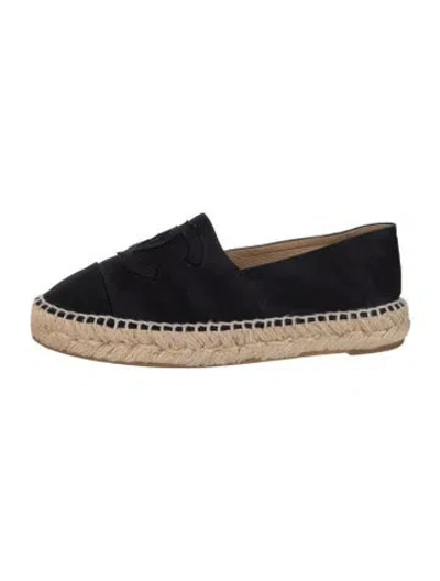 Pre-owned Chanel 2017 Interlocking Cc Logo Espadrilles In Black