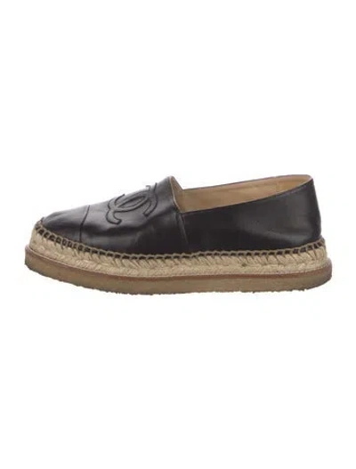 Pre-owned Chanel 2017 Interlocking Cc Logo Espadrilles In Black