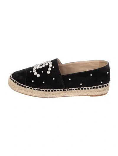 Pre-owned Chanel 2017 Interlocking Cc Logo Espadrilles In Black