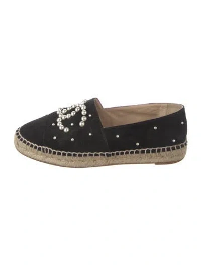 Pre-owned Chanel 2017 Interlocking Cc Logo Espadrilles In Black