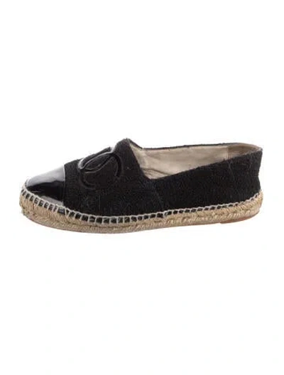 Pre-owned Chanel 2017 Interlocking Cc Logo Espadrilles In Black