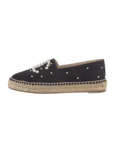 Pre-owned Chanel 2017 Interlocking Cc Logo Espadrilles In Black