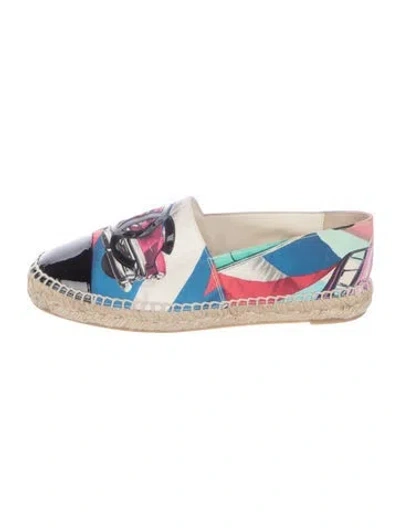 Pre-owned Chanel 2017 Interlocking Cc Logo Espadrilles In Black/blue
