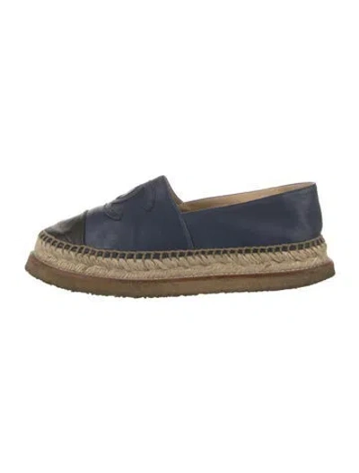 Pre-owned Chanel 2017 Interlocking Cc Logo Espadrilles In Blue
