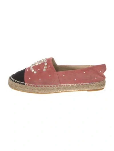 Pre-owned Chanel 2017 Interlocking Cc Logo Espadrilles In Pink