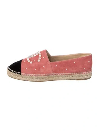 Pre-owned Chanel 2017 Interlocking Cc Logo Espadrilles In Pink