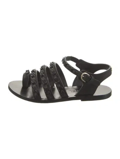 Pre-owned Chanel 2017 Interlocking Cc Logo Gladiator Sandals In Black