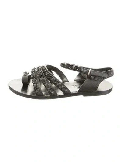 Pre-owned Chanel 2017 Interlocking Cc Logo Gladiator Sandals In Black